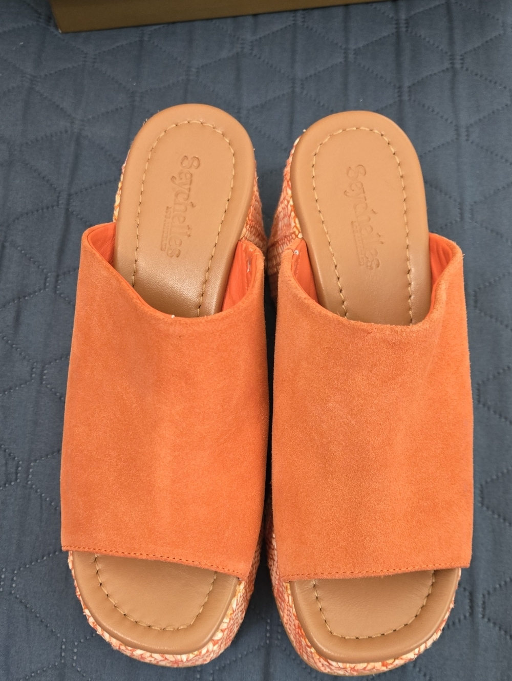 Seychelles Orange Suede Slide Mules